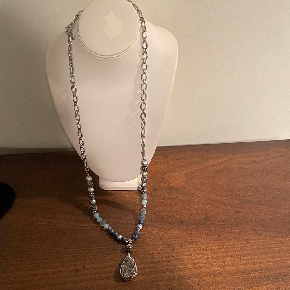 Chico’s Elegant Silver and Blue Necklace